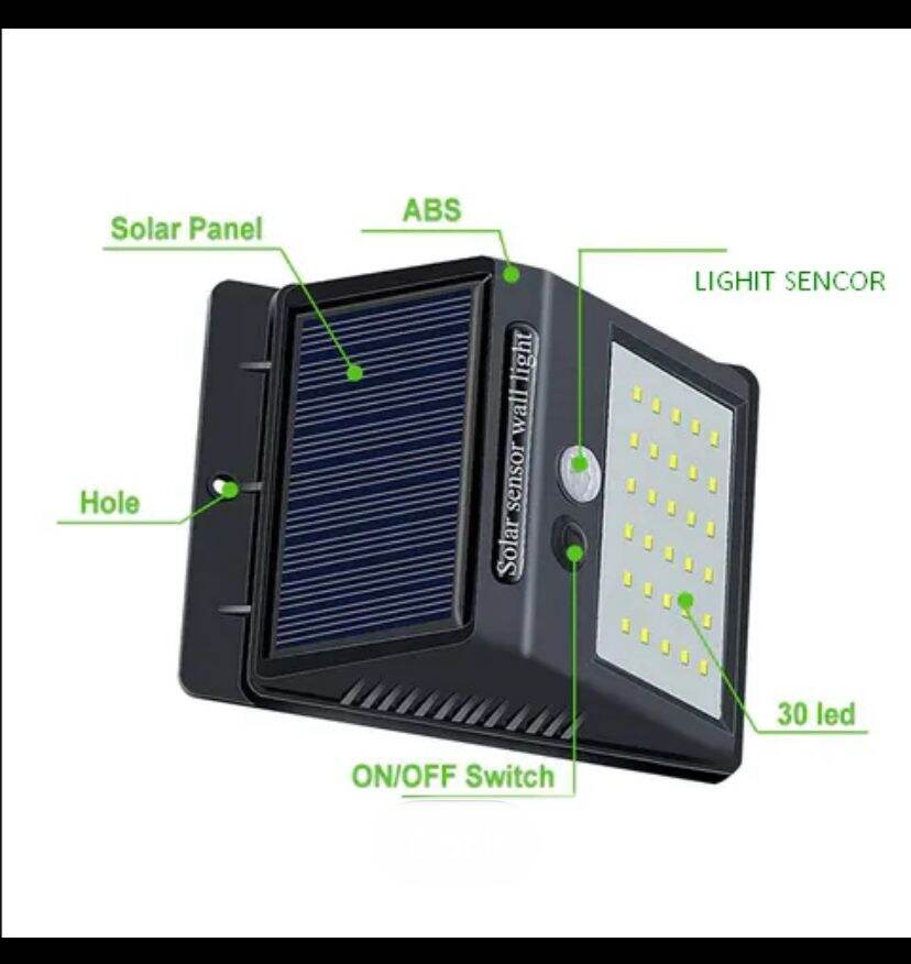 Picture of 30-LED Solar PIR Motion Sensor Security Light - 400LM-Black