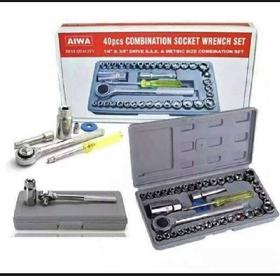 Picture of 40-in-1 Wrench, Screwdriver & Socket Tool Kit-Silver