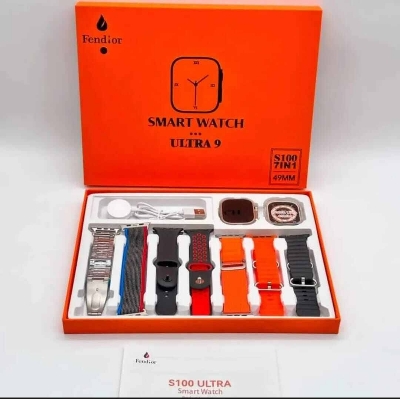 Picture of Fendior S100 Ultra 9 Smartwatch with 7 Straps & Protective Case-Multicolor