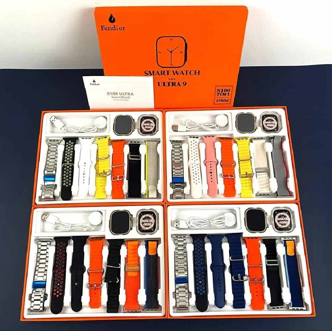 Picture of Fendior S100 Ultra 9 Smartwatch with 7 Straps & Protective Case-Multicolor