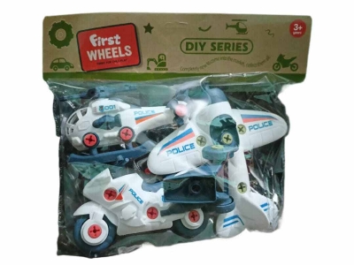 Picture of Spenop DIY Police Vehicle Construction Toy Set - Pack of 3-Multicolor