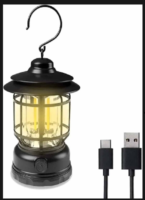 Picture of Retro USB Rechargeable Hanging Camping Lantern-Multicolor