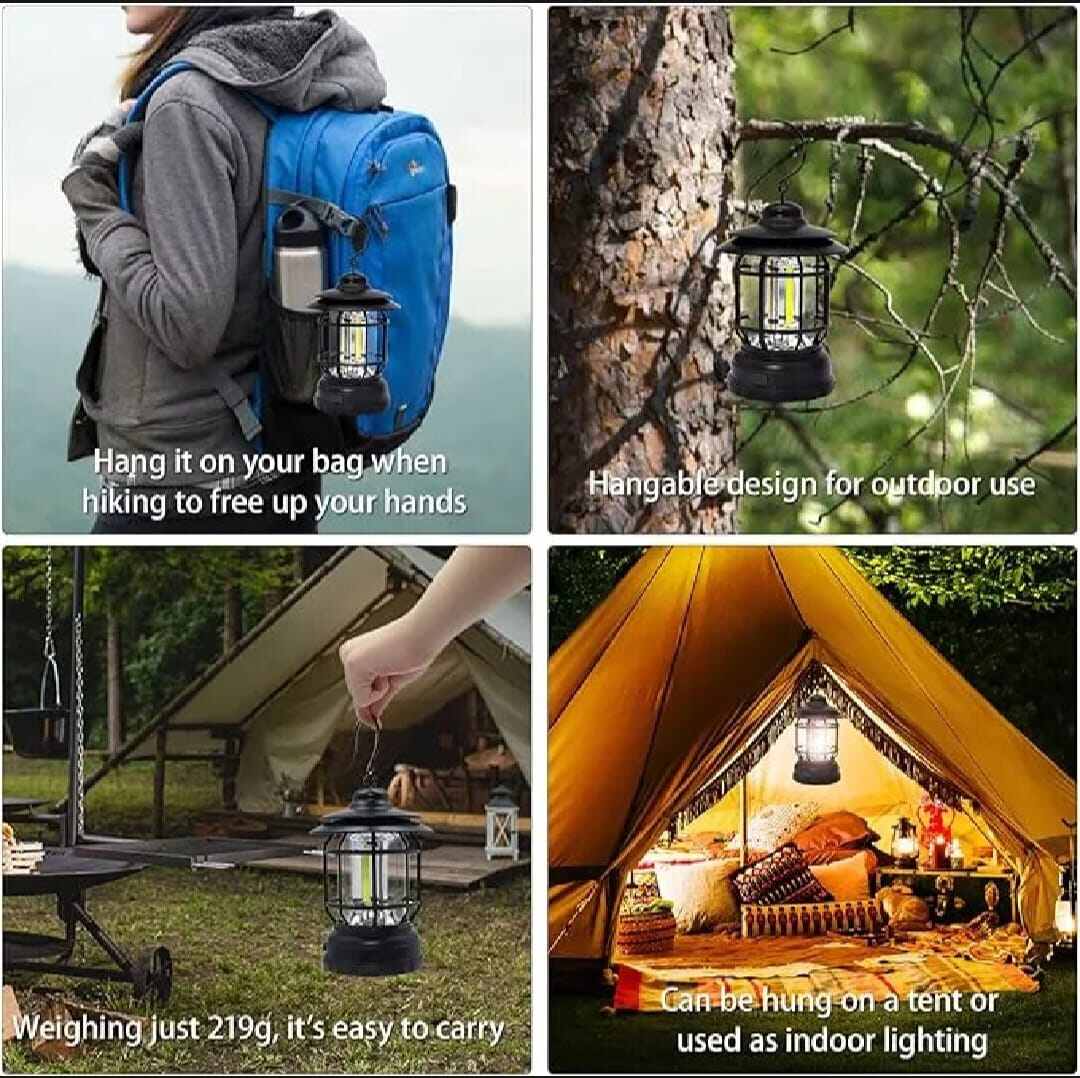 Picture of Retro USB Rechargeable Hanging Camping Lantern-Multicolor