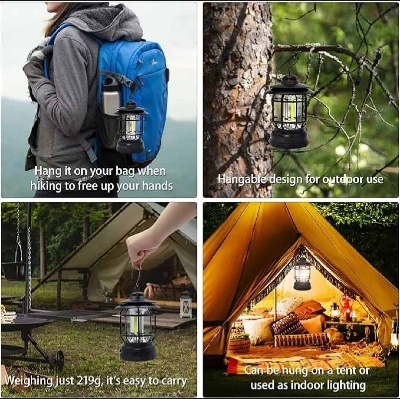 Picture of Retro USB Rechargeable Hanging Camping Lantern-Multicolor