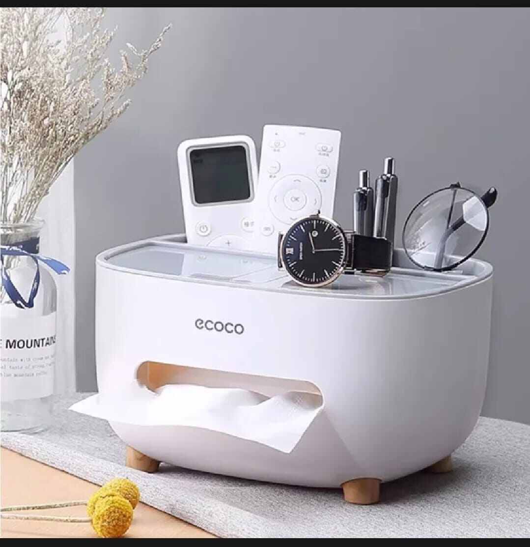Picture of Plastic Tissue Box & Napkin Storage Organizer-White