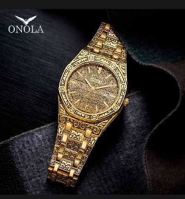 Picture of ONOLA Men's Gold Quartz Wrist Watch-Gold