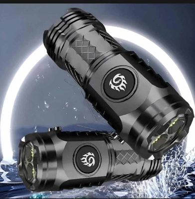Picture of Type-C Rechargeable Mini Tactical 3-LED Flashlight-Black