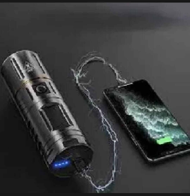 Picture of Rechargeable Emergency LED Torch with Power Bank-Black