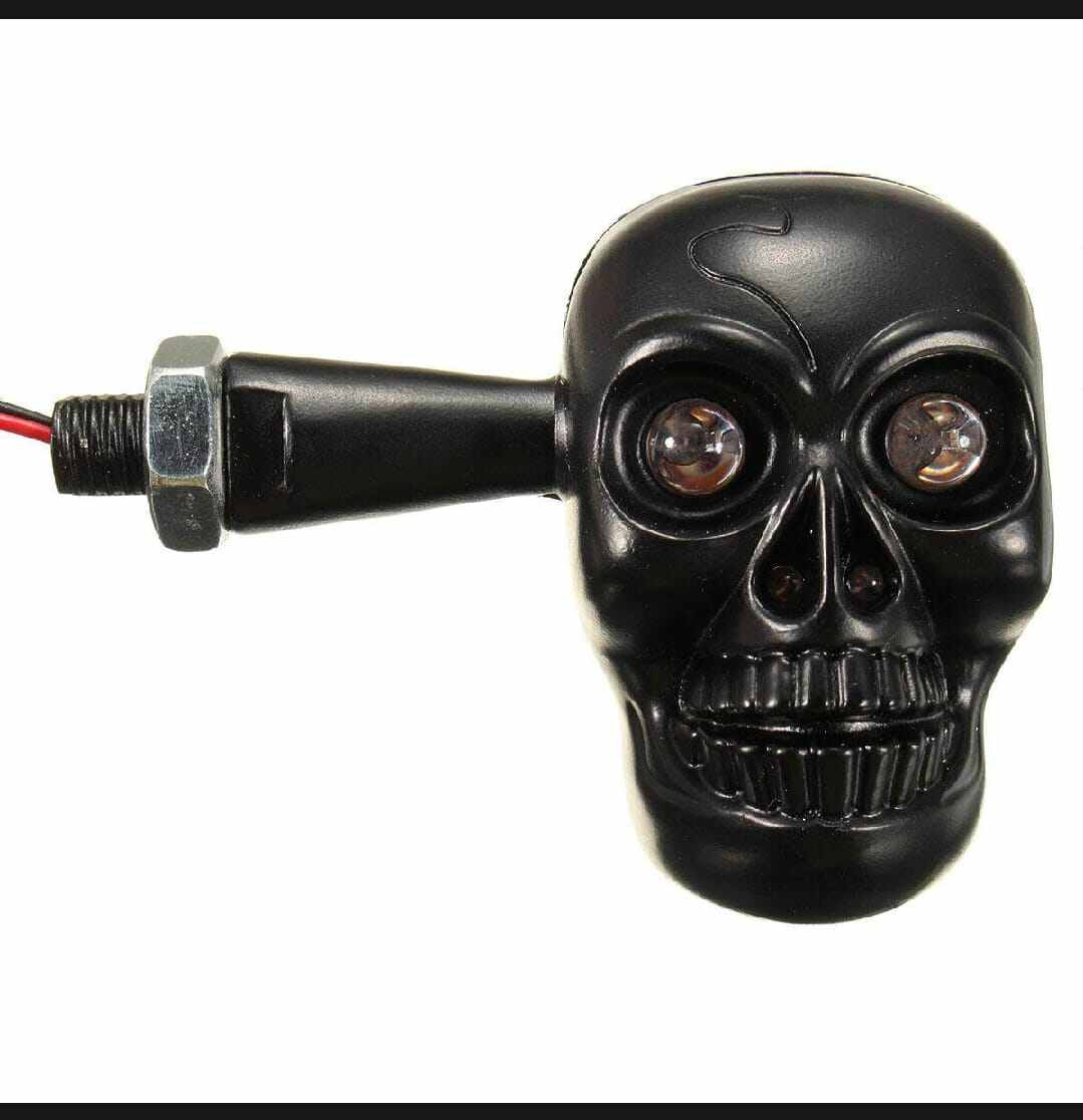 Picture of Motorcycle Skull Head LED Turn Signal Lights - 1 Pair