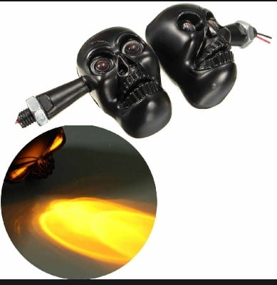 Picture of Motorcycle Skull Head LED Turn Signal Lights - 1 Pair