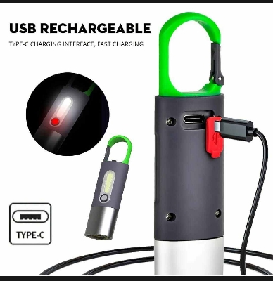 Picture of Outtobe USB Rechargeable Multifunction Keychain Flashlight-Grey