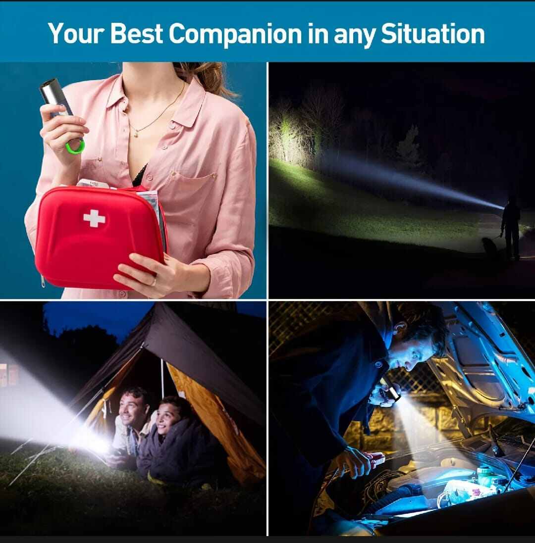 Picture of Outtobe USB Rechargeable Multifunction Keychain Flashlight-Grey