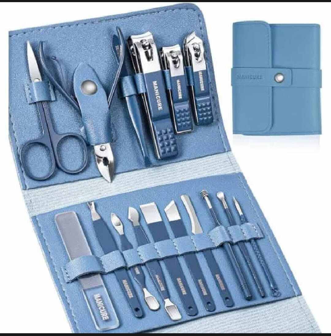 Picture of 16-Piece Stainless Steel Manicure & Pedicure Grooming Kit with Case-Multicolor