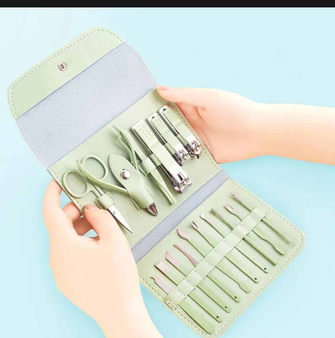 Picture of 16-Piece Stainless Steel Manicure & Pedicure Grooming Kit with Case-Multicolor