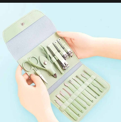 Picture of 16-Piece Stainless Steel Manicure & Pedicure Grooming Kit with Case-Multicolor