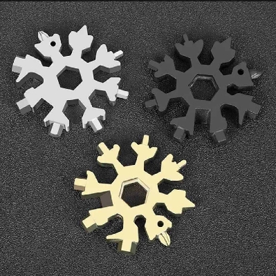Picture of 18-in-1 Snowflake Multi-Tool Wrench Keychain - Silver-Multicolor