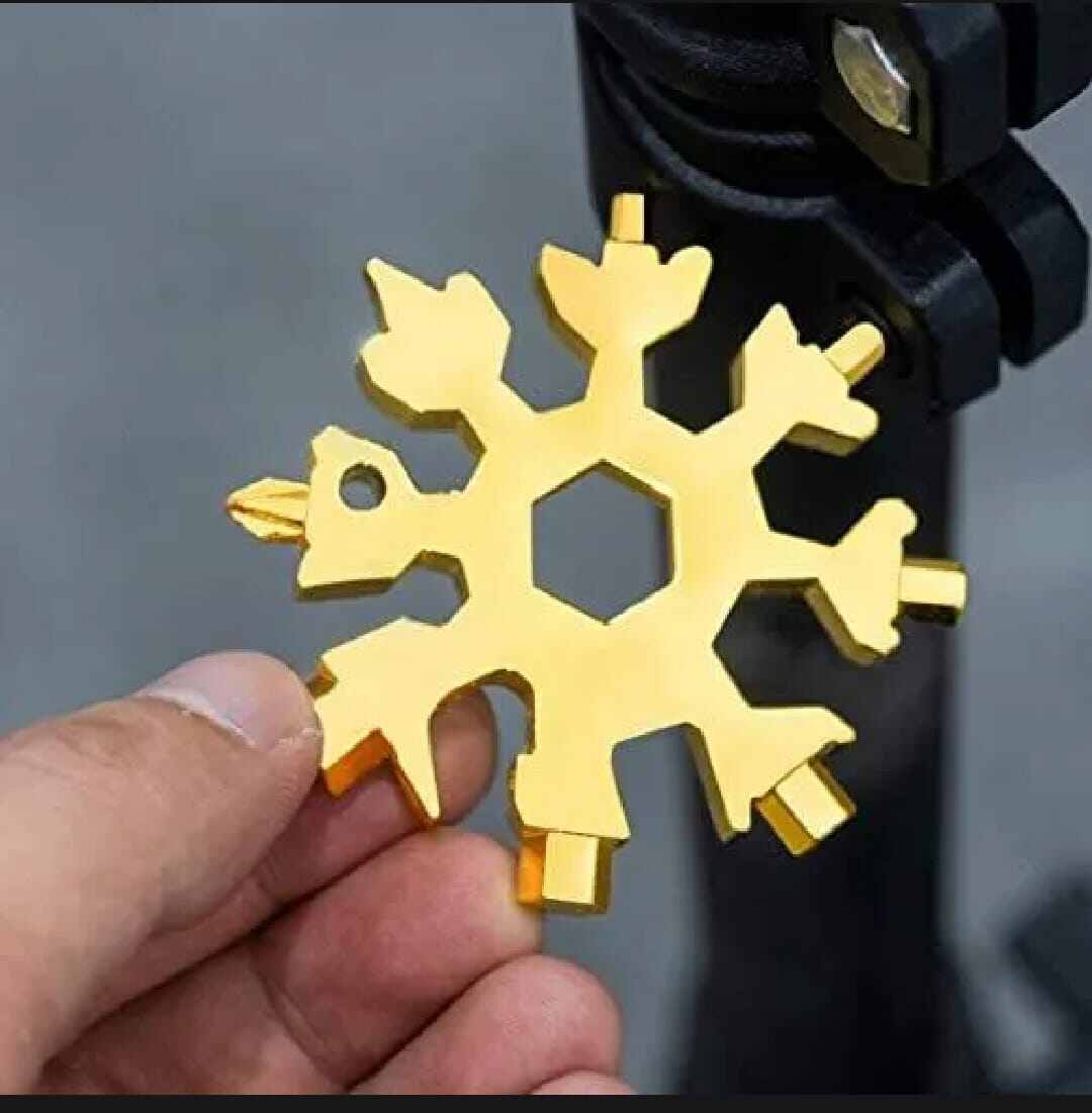 Picture of 18-in-1 Snowflake Multi-Tool Wrench Keychain - Silver-Multicolor
