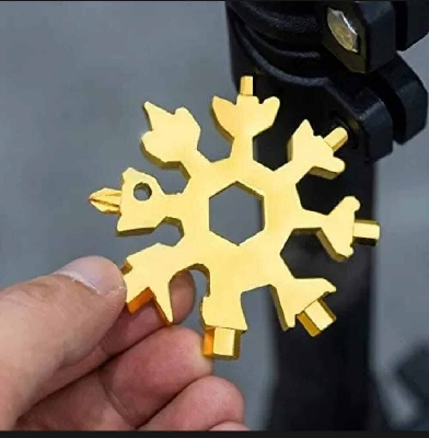 Picture of 18-in-1 Snowflake Multi-Tool Wrench Keychain - Silver-Multicolor