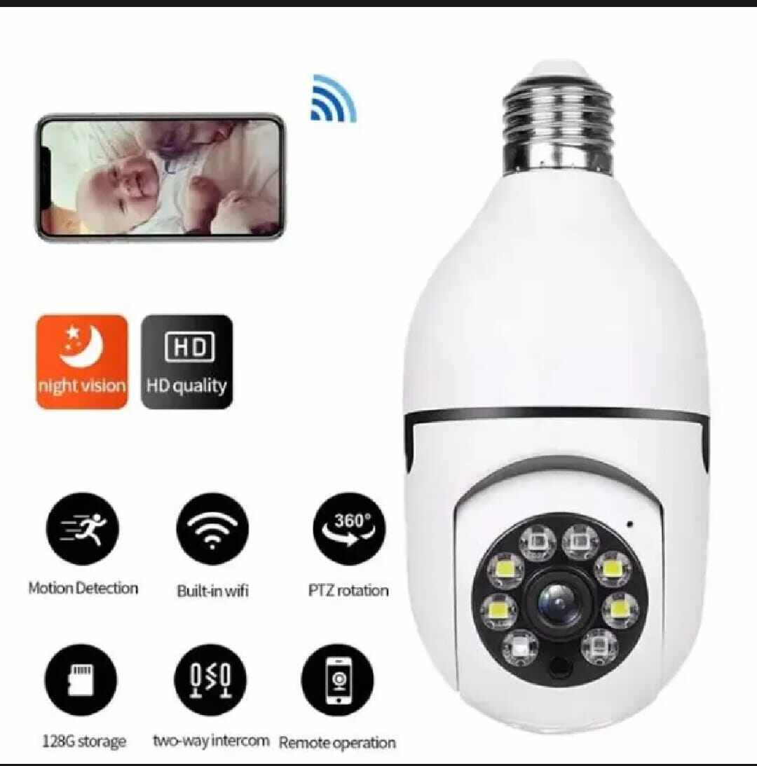 Picture of V380 Pro Q16 2MP 1080P E27 PTZ WiFi Bulb Security Camera-White 