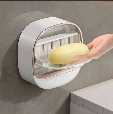 Picture of Punch-Free Flip-Top Soap Holder with Lid & Drain-Multicolor