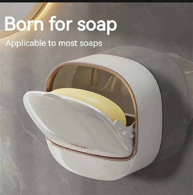 Picture of Punch-Free Flip-Top Soap Holder with Lid & Drain-Multicolor