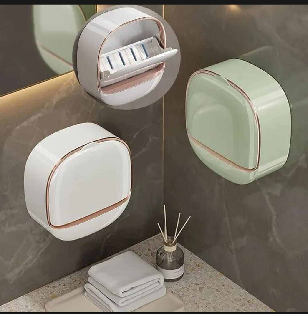 Picture of Punch-Free Flip-Top Soap Holder with Lid & Drain-Multicolor