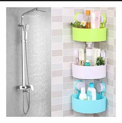 Picture of Self-Adhesive Triangle Corner Storage Shelf - 1 Pc-Multicolor