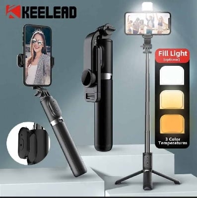 Picture of Q07/N08 100cm Selfie Stick Tripod with Fill Light & Bluetooth Remote-Black