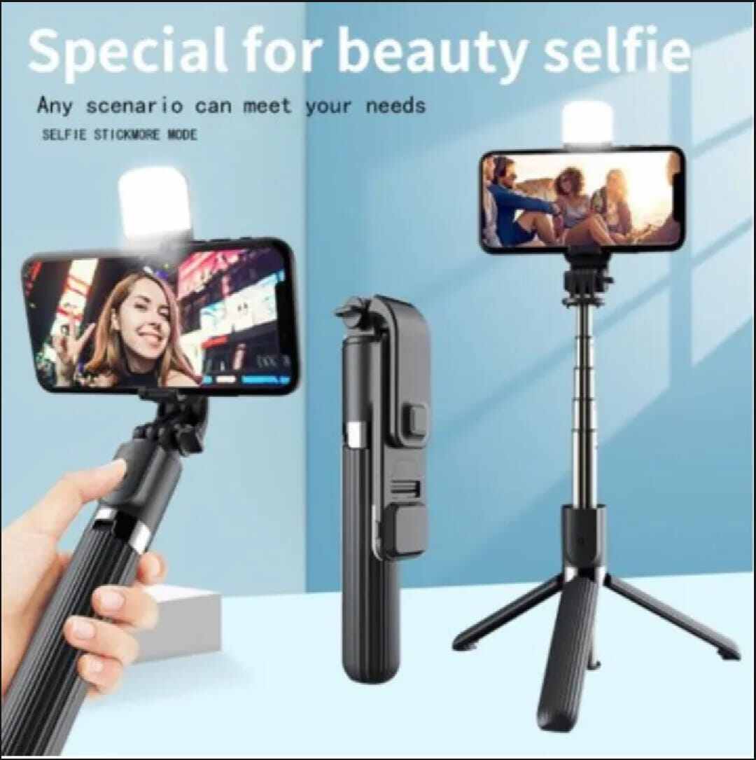 Picture of Q07/N08 100cm Selfie Stick Tripod with Fill Light & Bluetooth Remote-Black