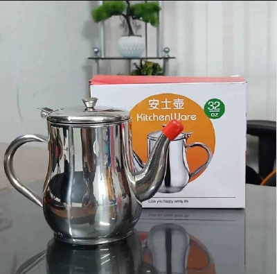 Picture of 500ml Stainless Steel Oil Strainer Pot with Filter-Silver