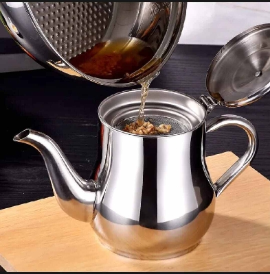 Picture of 500ml Stainless Steel Oil Strainer Pot with Filter-Silver