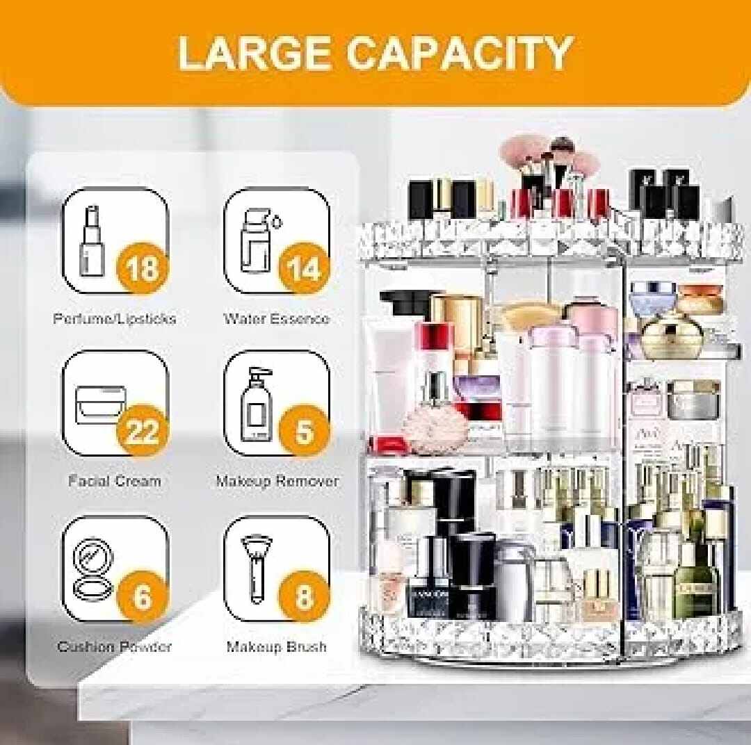 Picture of 360° Rotating Makeup & Cosmetics Organizer - Pink-Multicolor