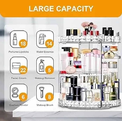 Picture of 360° Rotating Makeup & Cosmetics Organizer - Pink-Multicolor