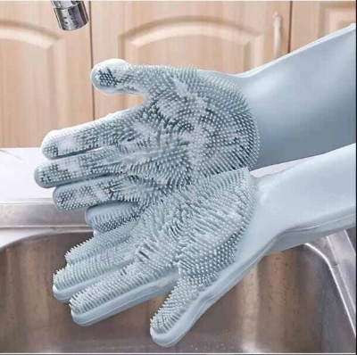 Picture of Reusable Elbow-Length Household Cleaning Gloves - 1 Pair-Multicolor
