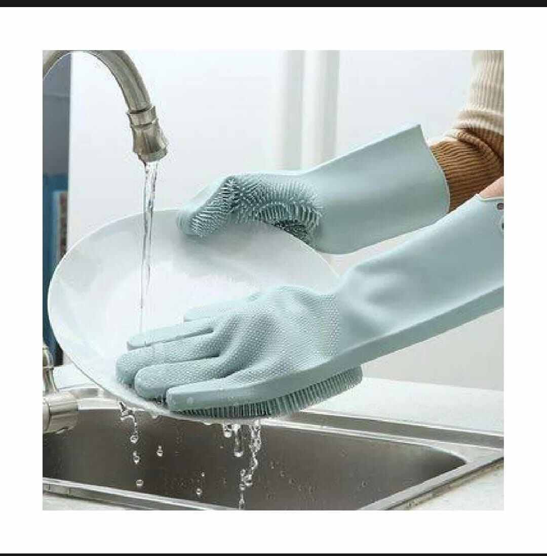 Picture of Reusable Elbow-Length Household Cleaning Gloves - 1 Pair-Multicolor