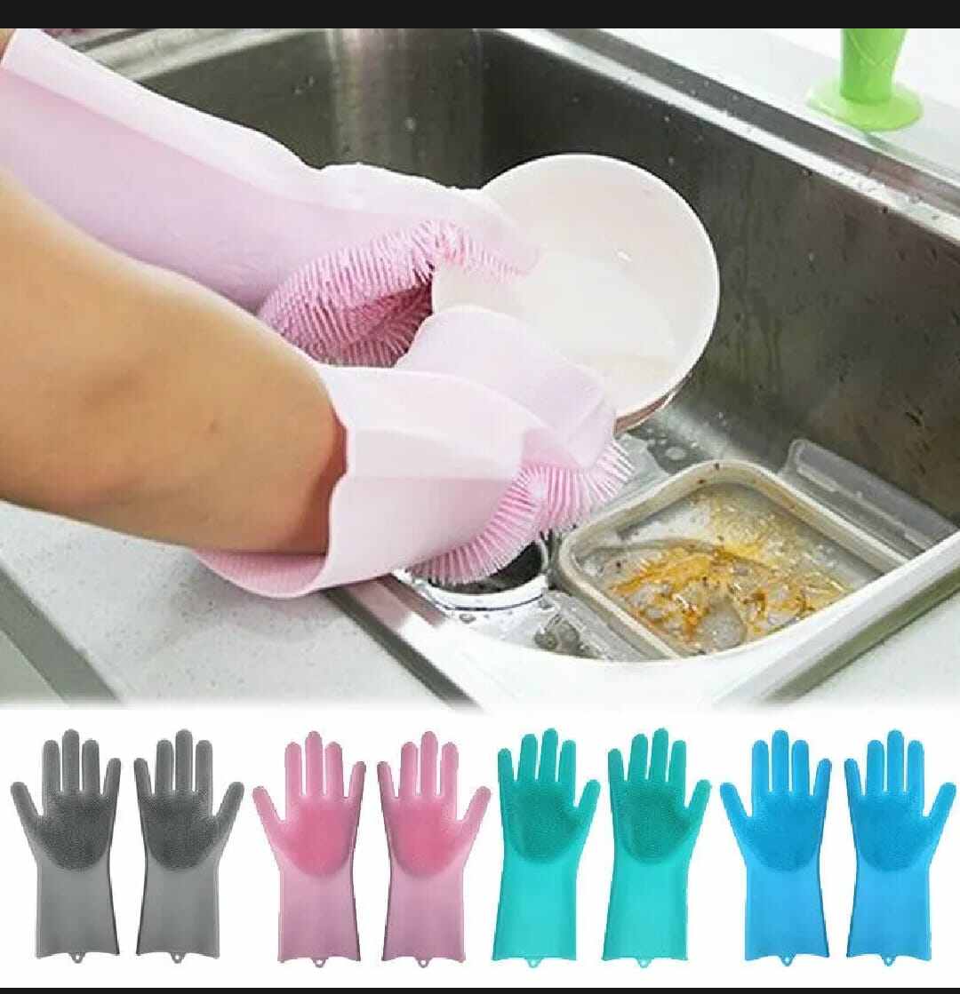 Picture of Reusable Elbow-Length Household Cleaning Gloves - 1 Pair-Multicolor
