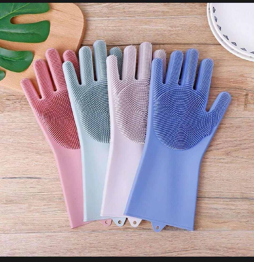 Picture of Reusable Elbow-Length Household Cleaning Gloves - 1 Pair-Multicolor