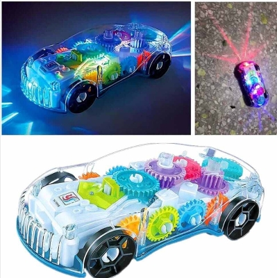 Picture of Battery-Operated Car Toy with Lights, Music & Transparent Gears-Multicolor