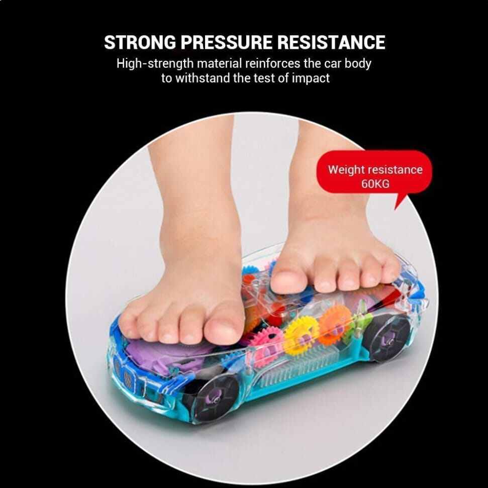Picture of Battery-Operated Car Toy with Lights, Music & Transparent Gears-Multicolor