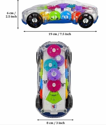 Picture of Battery-Operated Car Toy with Lights, Music & Transparent Gears-Multicolor