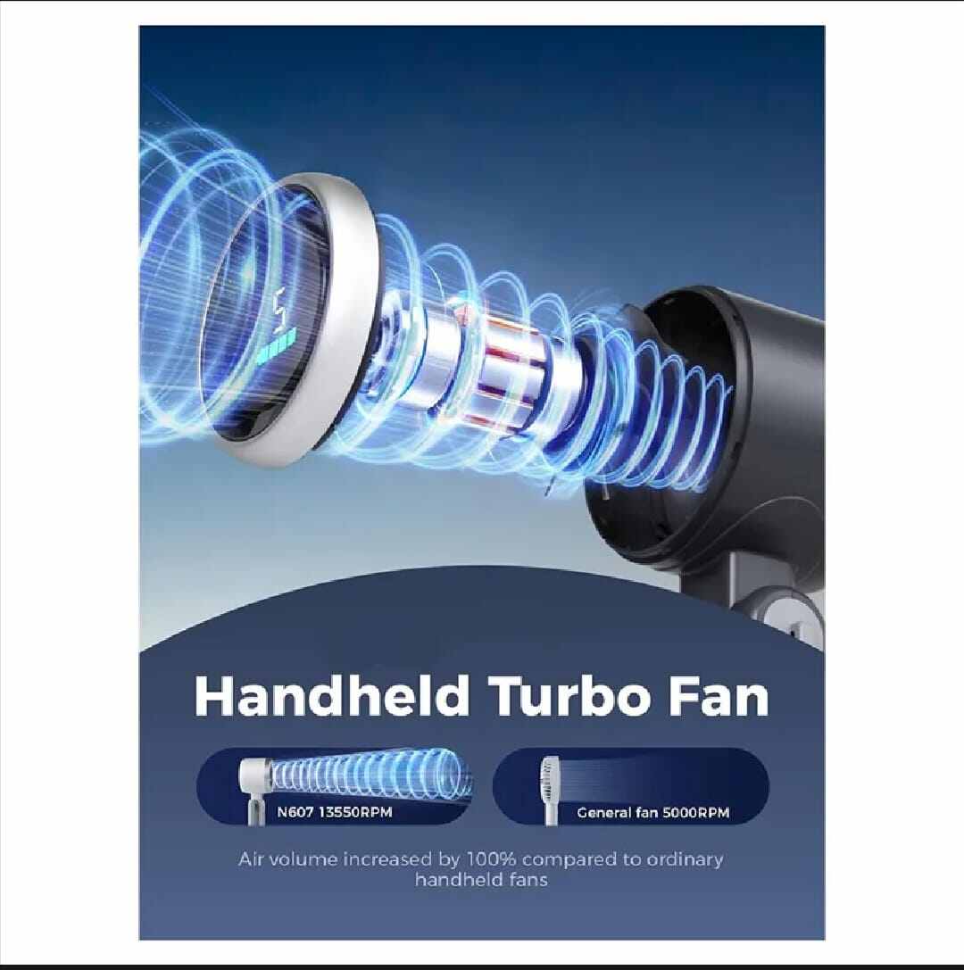 Picture of 5-Speed Handheld Turbo Fan with Up to 12-Hour Runtime-Black