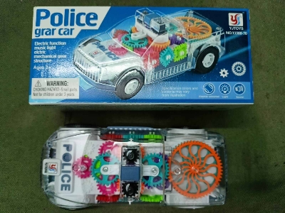 Picture of Battery-Operated Police Car Toy with Lights, Music & Transparent Gears-Multicolor