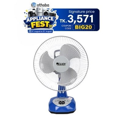 Picture of Click Rechargeable Table Fan 12'' Blue With USB Charger