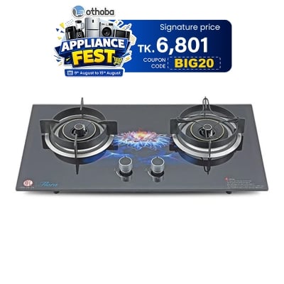 Picture of RFL Built In Double Glass Gas Stoves/HOB FLORA (Cylinder Gas)