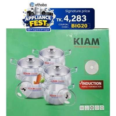 Picture of Kiam Classic (Induction Buttom)10 in 1 Set Heavy Thick Base Belly Shape Saucepan Cook Wear Set - Multicolor