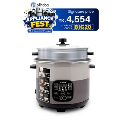 Picture of VISION 1100W Multi Cooker -3.0 Liter Stainless Still Smart Cooker with Thermal Safety Fuse- Double Pot