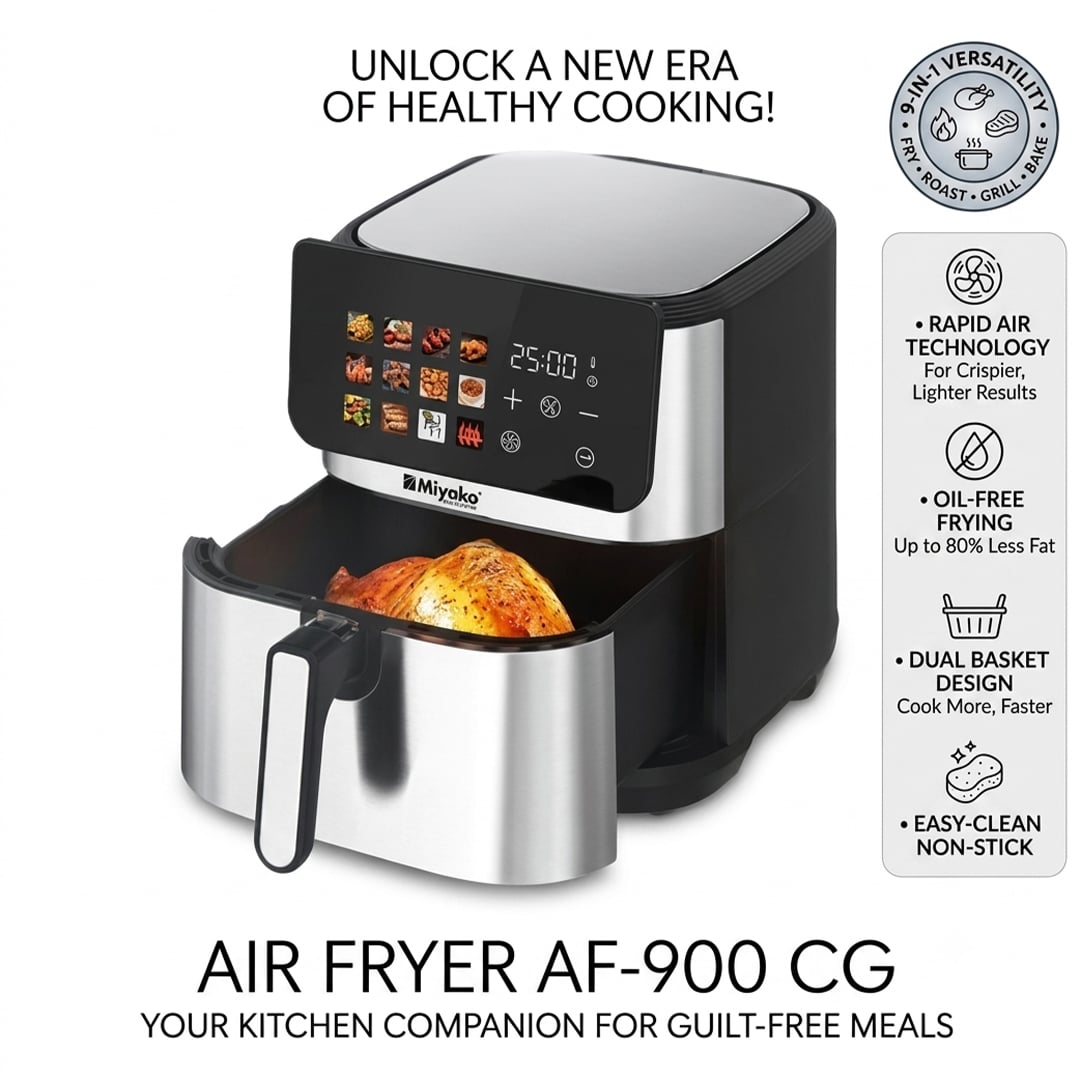 Picture of Miyako 9 ltr Air Fryer Rapid Air Technology- AF-900CG-SS