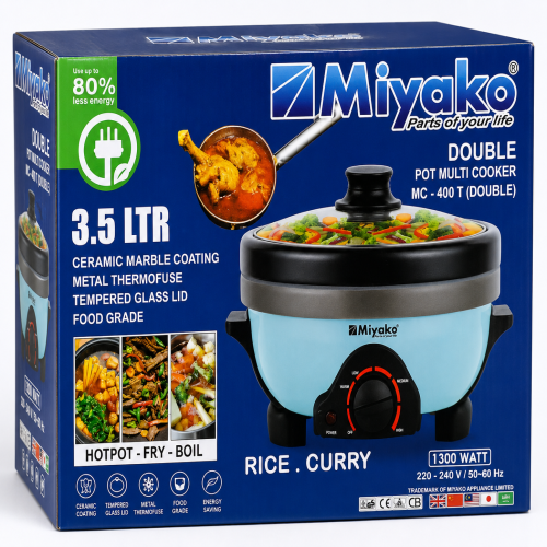 Picture of Miyako MC-400T Double Pot Multi Cooker 3.5L best price in Bangladesh