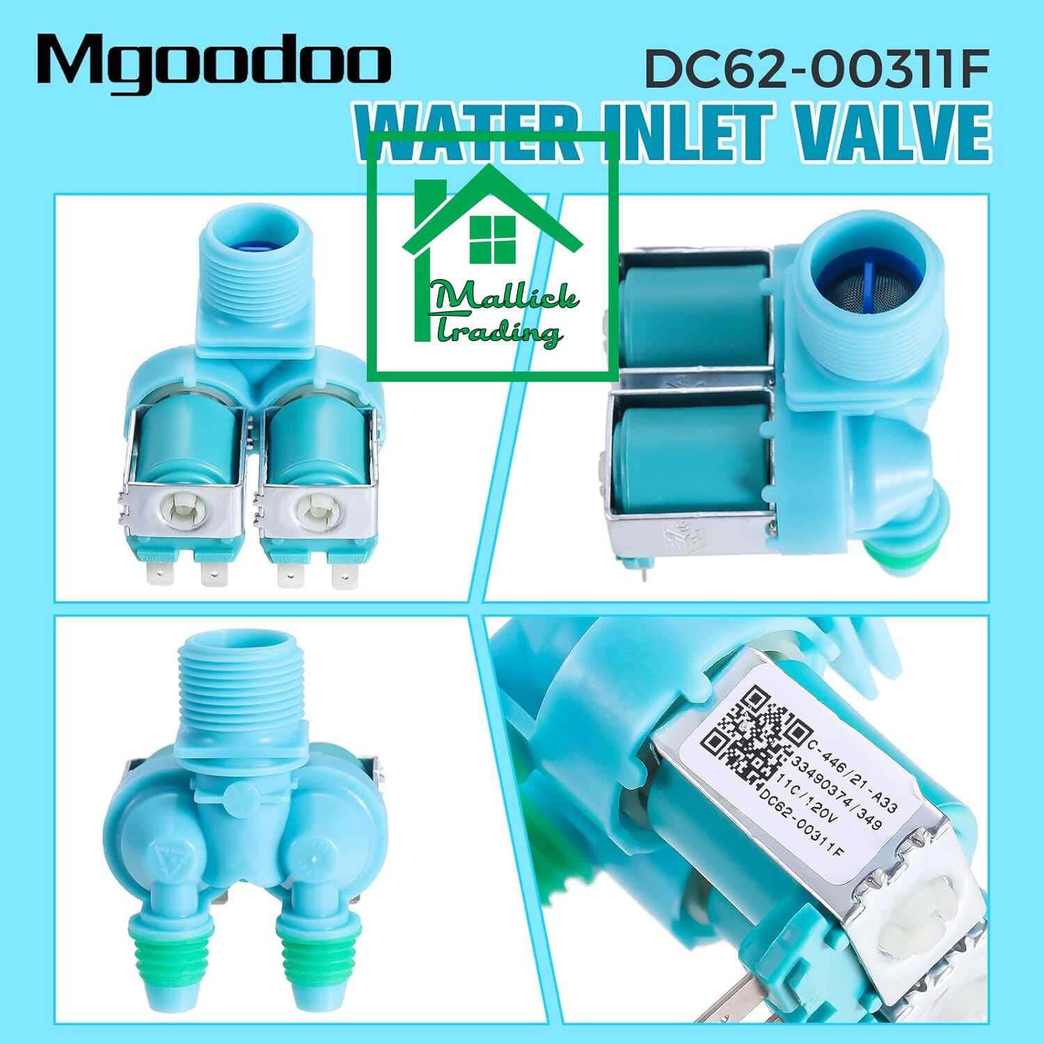 Samsung Water inlet Valve 2 Way. Washing Machine Water inlet valve. Solenoid Valve DC62-00311C. Double inlet valve 
