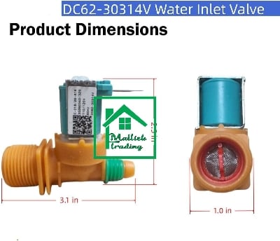 Samsung Water inlet Valve 2 Way. Washing Machine Water inlet valve. Solenoid Valve DC62-30314Q. DC62-30314V Cold Water Inlet Solenoid Valve for Samsung Washer WA40J3000AW/A2-0001,